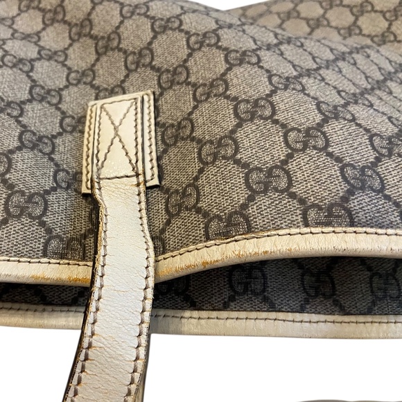 Gucci GG Supreme Monogram Coated Canvas Medium Joy Tote Ivory Leather Trim w COA - Picture 7 of 16
